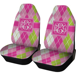 Pink & Green Argyle Car Seat Covers (Set of Two) (Personalized)