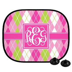 Pink & Green Argyle Car Side Window Sun Shade (Personalized)