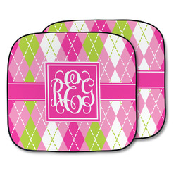 Pink & Green Argyle Car Sun Shade - Two Piece (Personalized)