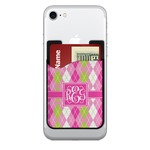 Pink & Green Argyle 2-in-1 Cell Phone Credit Card Holder & Screen Cleaner (Personalized)