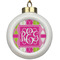 Pink & Green Argyle Ceramic Ball Ornament (Personalized)