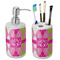 Pink & Green Argyle Ceramic Bathroom Accessories Set (Personalized)