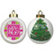 Pink & Green Argyle Ceramic Christmas Ornament - X-Mas Tree (APPROVAL)