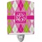 Pink & Green Argyle Ceramic Night Light (Personalized)