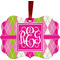 Pink & Green Argyle Christmas Ornament (Front View)