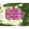 Pink & Green Argyle Christmas Ornament (On Tree)