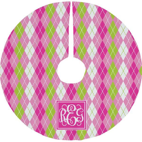 Custom Pink & Green Argyle Tree Skirt (Personalized)