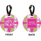 Pink & Green Argyle Circle Luggage Tag (Front + Back)