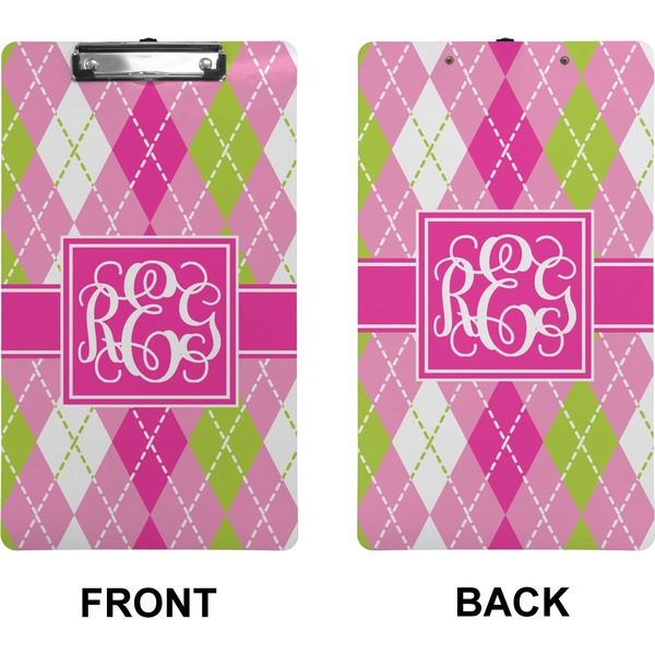 Pink & Green Argyle Clipboard (Legal) (Front + Back)