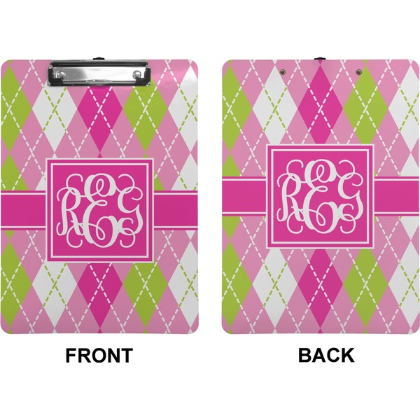 Pink & Green Argyle Clipboard (Letter) (Front + Back)