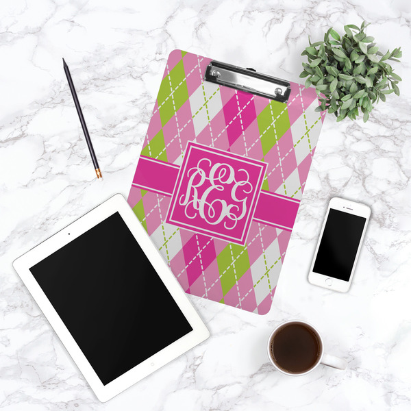Pink & Green Argyle Clipboard - Lifestyle Photo