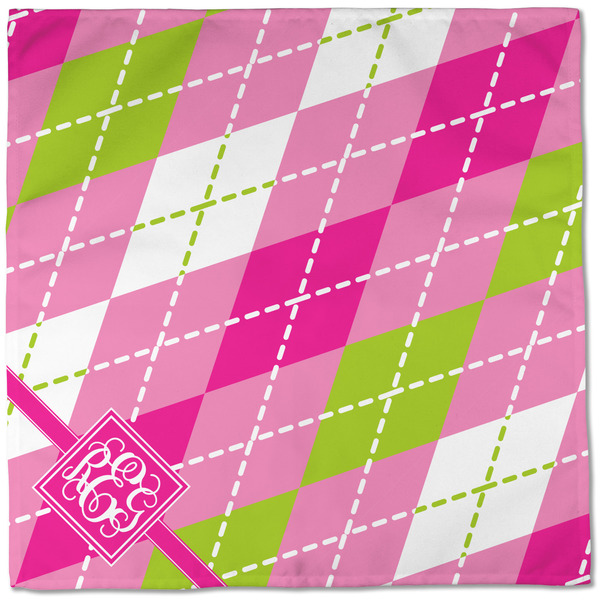 Pink & Green Argyle Cloth Napkins - Personalized Dinner (Full Open)