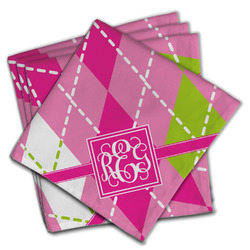 Pink & Green Argyle Cloth Napkins (Set of 4) (Personalized)