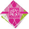 Pink & Green Argyle Cloth Cocktail Napkin - Single w/ Monogram