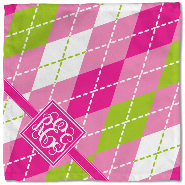 Pink & Green Argyle Cloth Napkins - Personalized Lunch (Single Full Open)