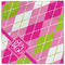 Pink & Green Argyle Cloth Napkins - Personalized Lunch (Single Full Open)