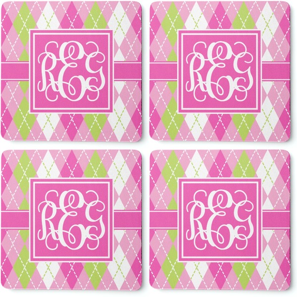 Pink & Green Argyle Coaster Rubber Back - Apvl