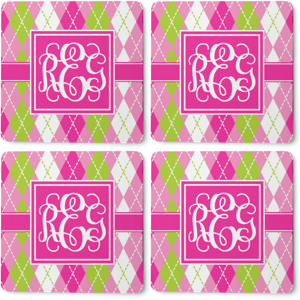 Pink & Green Argyle Coaster Rubber Back - Apvl