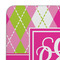 Pink & Green Argyle Coaster Set - DETAIL