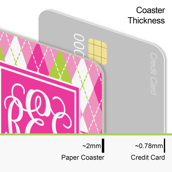 Pink & Green Argyle Coaster Thickness