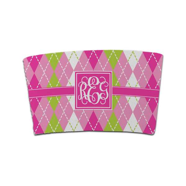 Custom Pink & Green Argyle Coffee Cup Sleeve (Personalized)