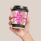 Pink & Green Argyle Coffee Cup Sleeve - LIFESTYLE