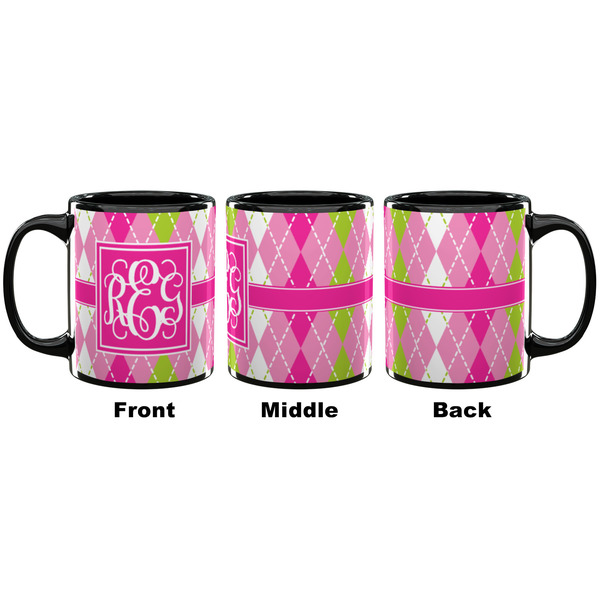 Pink & Green Argyle Coffee Mug - 11 oz - Black APPROVAL
