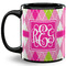 Pink & Green Argyle Coffee Mug - 11 oz - Full- Black