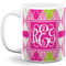 Pink & Green Argyle Coffee Mug - 11 oz - Full- White