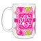 Pink & Green Argyle Coffee Mug - 15 oz - White