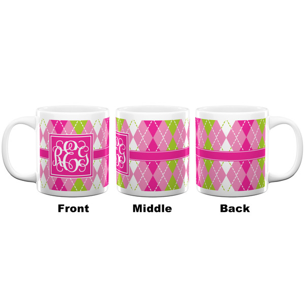 Pink & Green Argyle Coffee Mug - 20 oz - White APPROVAL
