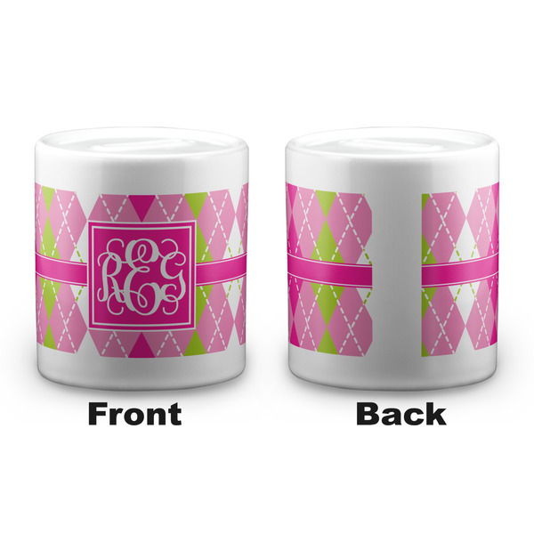 Pink & Green Argyle Coin Bank - Apvl