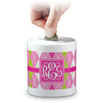 Pink & Green Argyle Coin Bank (Personalized)