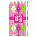 Pink & Green Argyle Colored Pencils (Personalized)