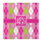 Pink & Green Argyle Comforter - Queen - Front