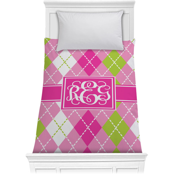 Pink & Green Argyle Comforter (Twin)