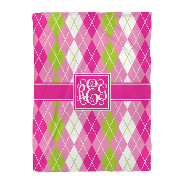 Pink & Green Argyle Comforter - Twin XL - Front