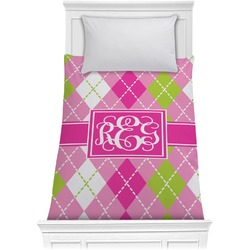 Pink & Green Argyle Comforter - Twin (Personalized)