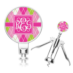 Pink & Green Argyle Corkscrew (Personalized)