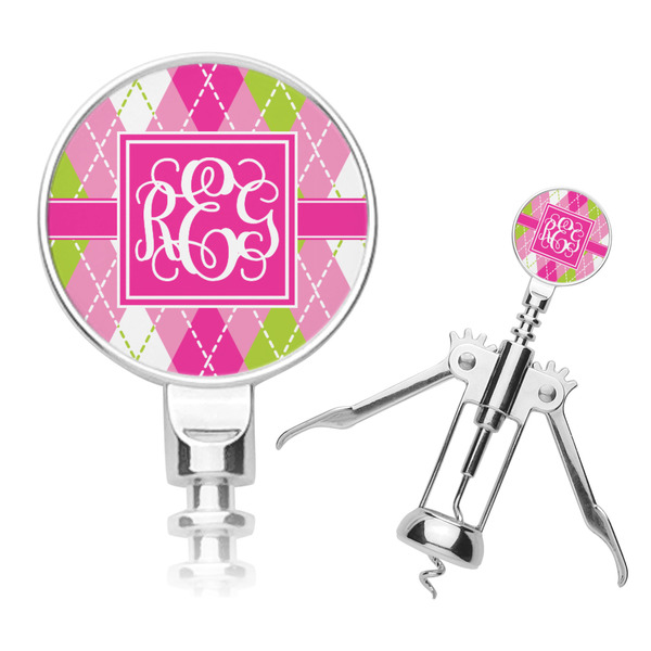 Custom Pink & Green Argyle Corkscrew (Personalized)