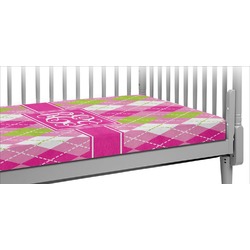 Pink & Green Argyle Crib Fitted Sheet (Personalized)