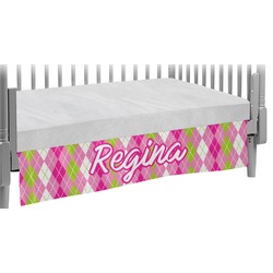 Pink & Green Argyle Crib Skirt (Personalized)