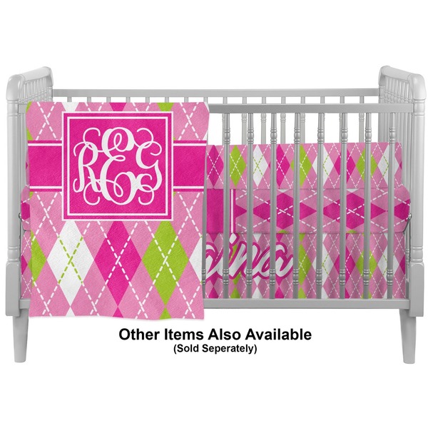 Pink & Green Argyle Crib - Profile Sold Seperately