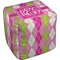 Pink & Green Argyle Cube Poof Ottoman (Top)