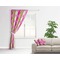 Pink & Green Argyle Curtain With Window and Rod - in Room Matching Pillow