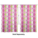 Pink & Green Argyle Curtain Panel - Custom Size