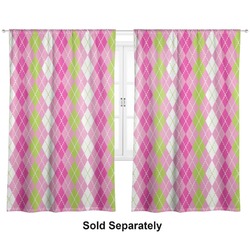 Pink & Green Argyle Curtain Panel - Custom Size