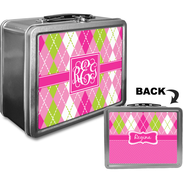 Pink & Green Argyle Custom Lunch Box / Tin Approval