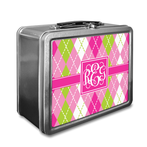 Custom Pink & Green Argyle Lunch Box (Personalized)