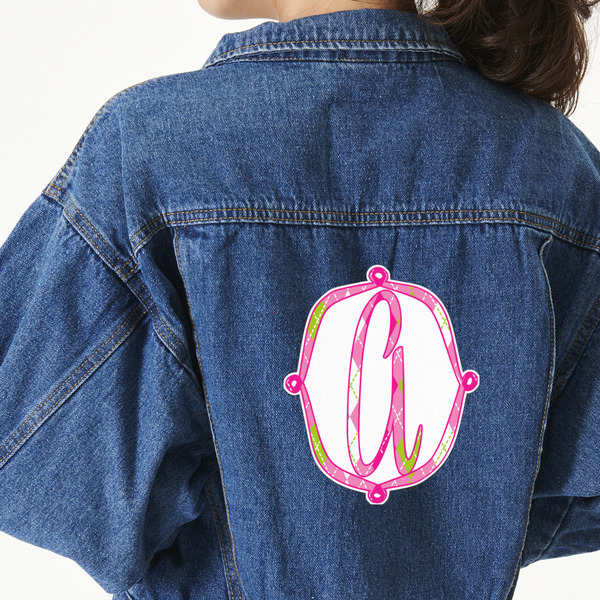 Custom Pink & Green Argyle Large Custom Shape Patch - 2XL (Personalized)